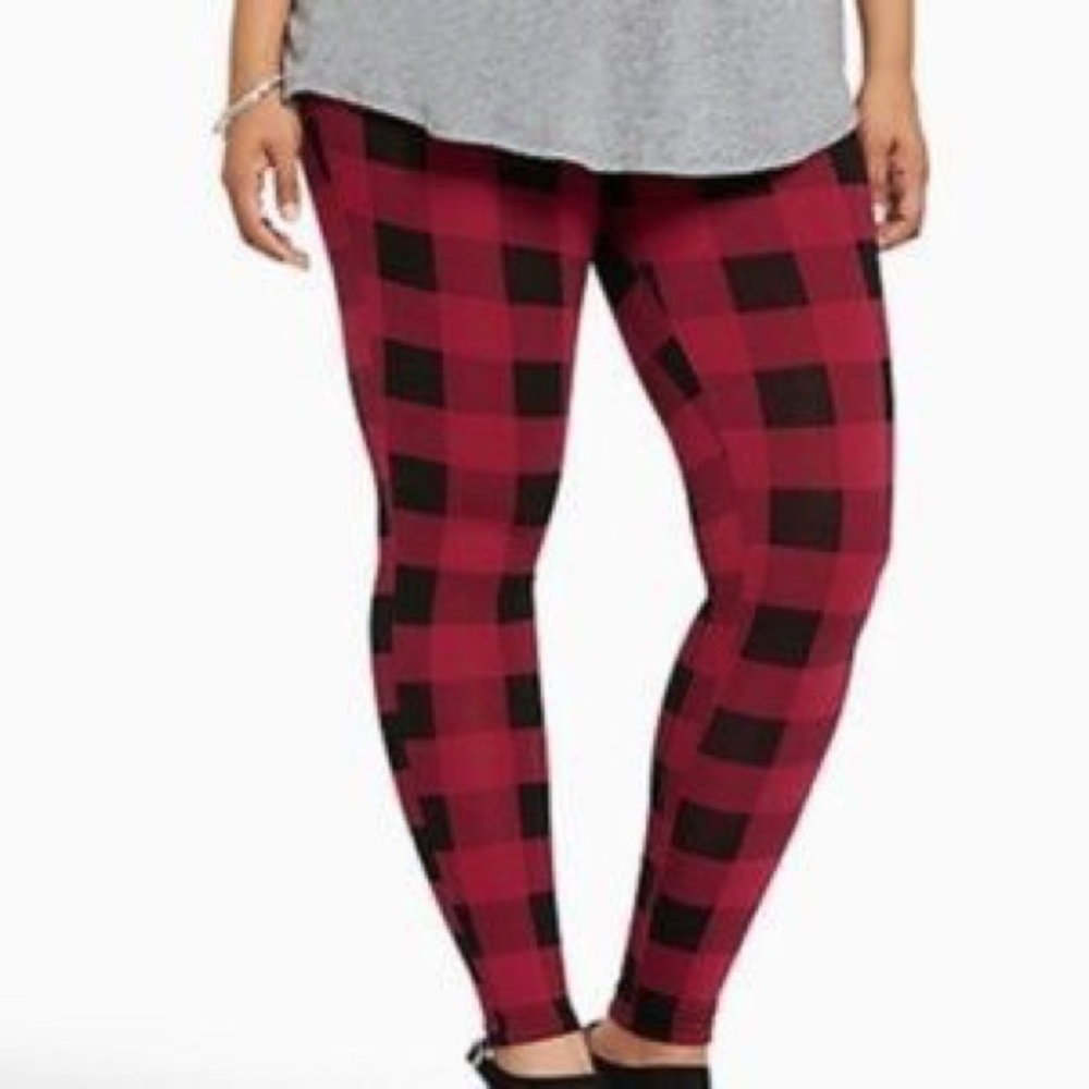Torrid Raspberry Plaid Leggings 00